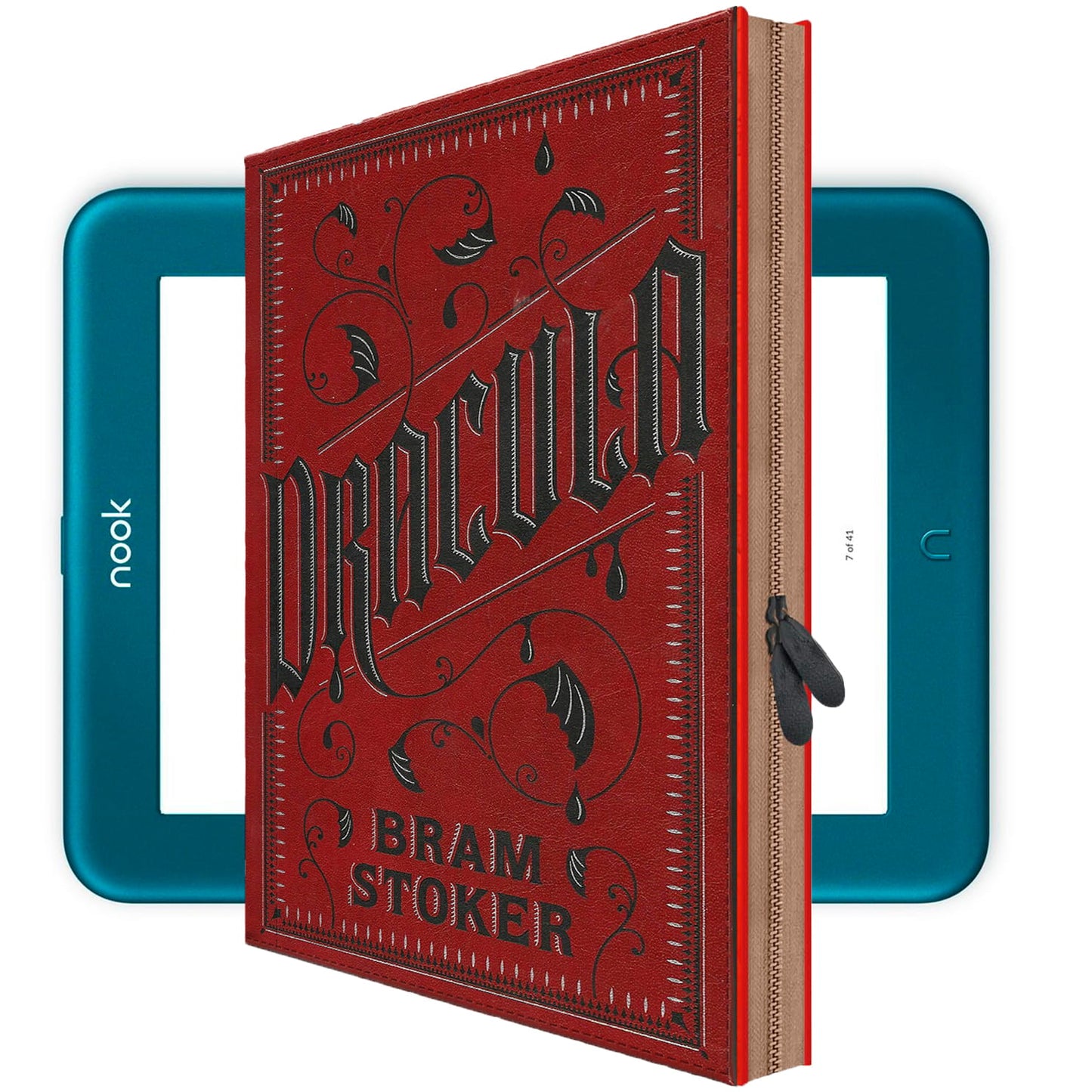 Nook GlowLight 4 4e Plus Case DRACULA Book Zippered Cover