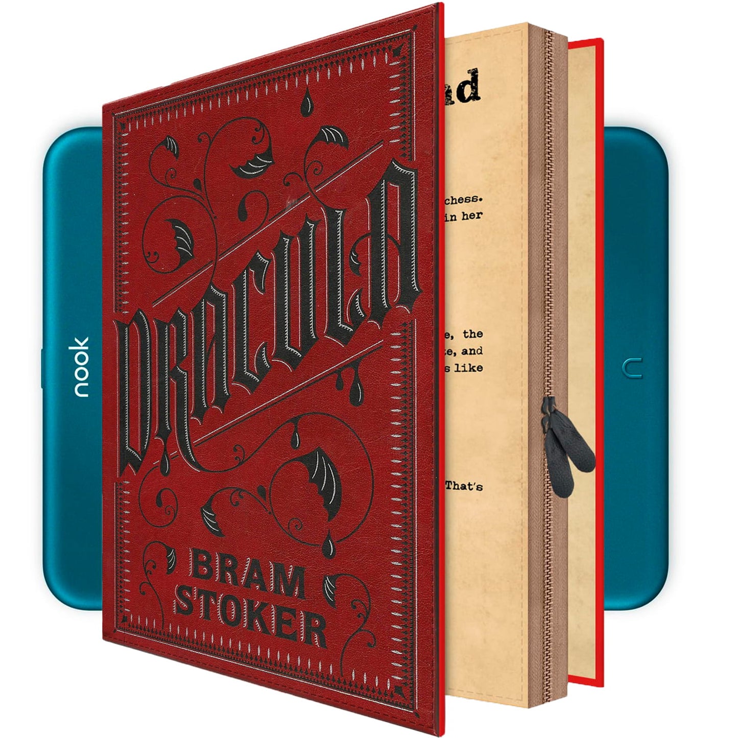 Nook GlowLight 4 4e Plus Case DRACULA Book Zippered Cover